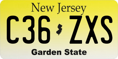 NJ license plate C36ZXS