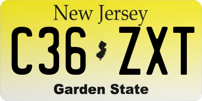 NJ license plate C36ZXT