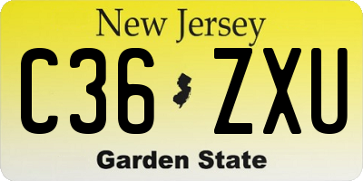 NJ license plate C36ZXU