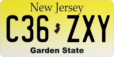 NJ license plate C36ZXY