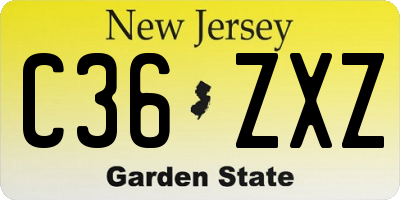 NJ license plate C36ZXZ