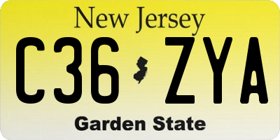 NJ license plate C36ZYA