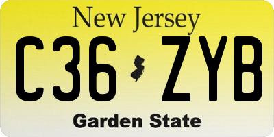 NJ license plate C36ZYB