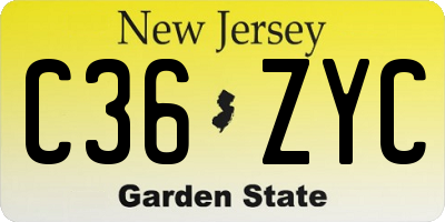 NJ license plate C36ZYC