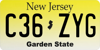 NJ license plate C36ZYG