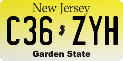 NJ license plate C36ZYH