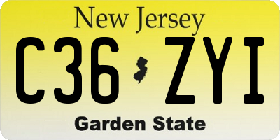 NJ license plate C36ZYI