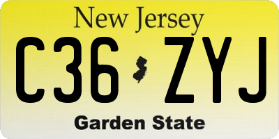 NJ license plate C36ZYJ