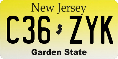 NJ license plate C36ZYK