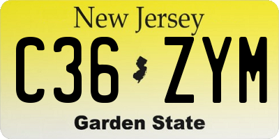 NJ license plate C36ZYM