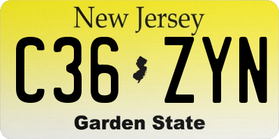 NJ license plate C36ZYN