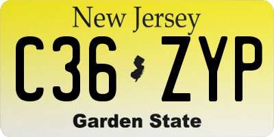 NJ license plate C36ZYP