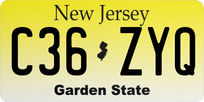 NJ license plate C36ZYQ
