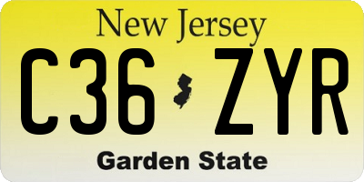 NJ license plate C36ZYR