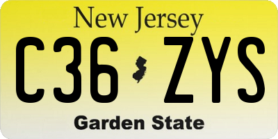 NJ license plate C36ZYS