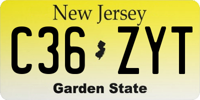 NJ license plate C36ZYT
