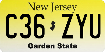 NJ license plate C36ZYU