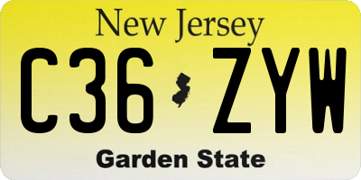 NJ license plate C36ZYW