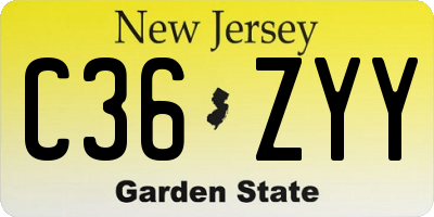NJ license plate C36ZYY