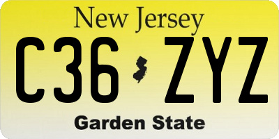 NJ license plate C36ZYZ