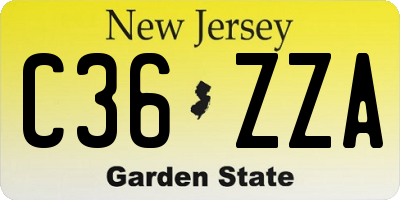 NJ license plate C36ZZA