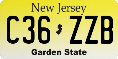 NJ license plate C36ZZB