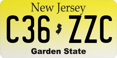 NJ license plate C36ZZC