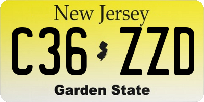 NJ license plate C36ZZD
