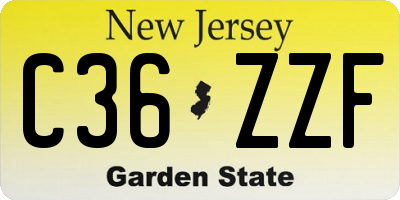 NJ license plate C36ZZF