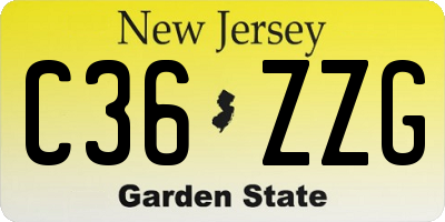 NJ license plate C36ZZG