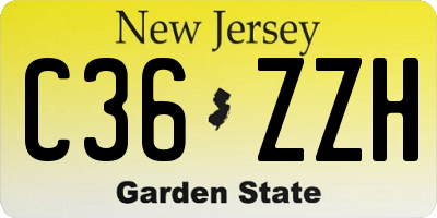 NJ license plate C36ZZH