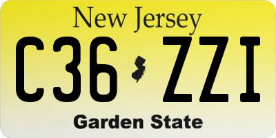 NJ license plate C36ZZI