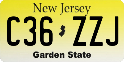 NJ license plate C36ZZJ