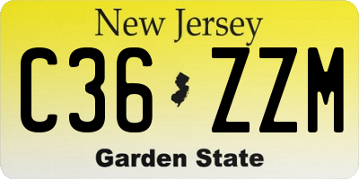NJ license plate C36ZZM