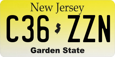NJ license plate C36ZZN