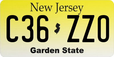NJ license plate C36ZZO