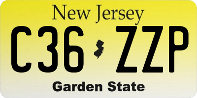 NJ license plate C36ZZP