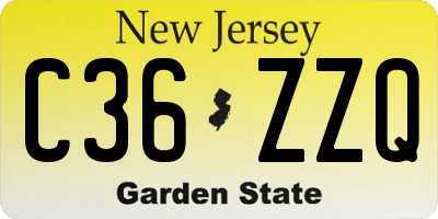 NJ license plate C36ZZQ