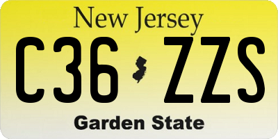 NJ license plate C36ZZS
