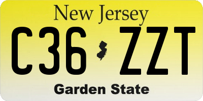 NJ license plate C36ZZT