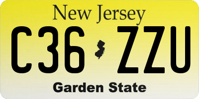 NJ license plate C36ZZU