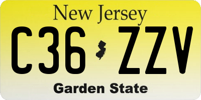 NJ license plate C36ZZV