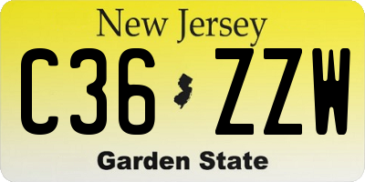 NJ license plate C36ZZW