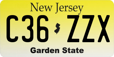 NJ license plate C36ZZX