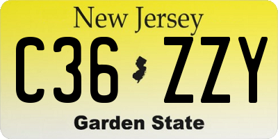 NJ license plate C36ZZY