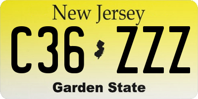 NJ license plate C36ZZZ