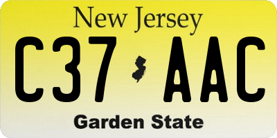 NJ license plate C37AAC