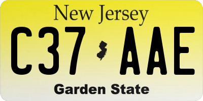 NJ license plate C37AAE