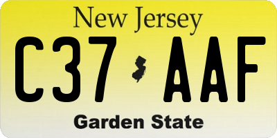 NJ license plate C37AAF