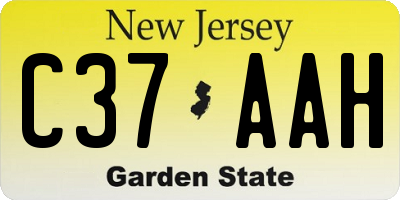 NJ license plate C37AAH